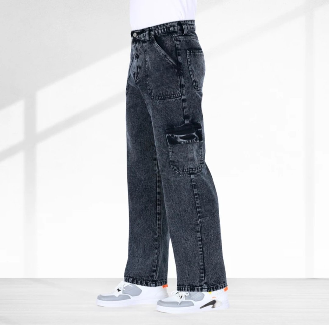 Cargo denim baggy jeans 6 pockets - Image 2