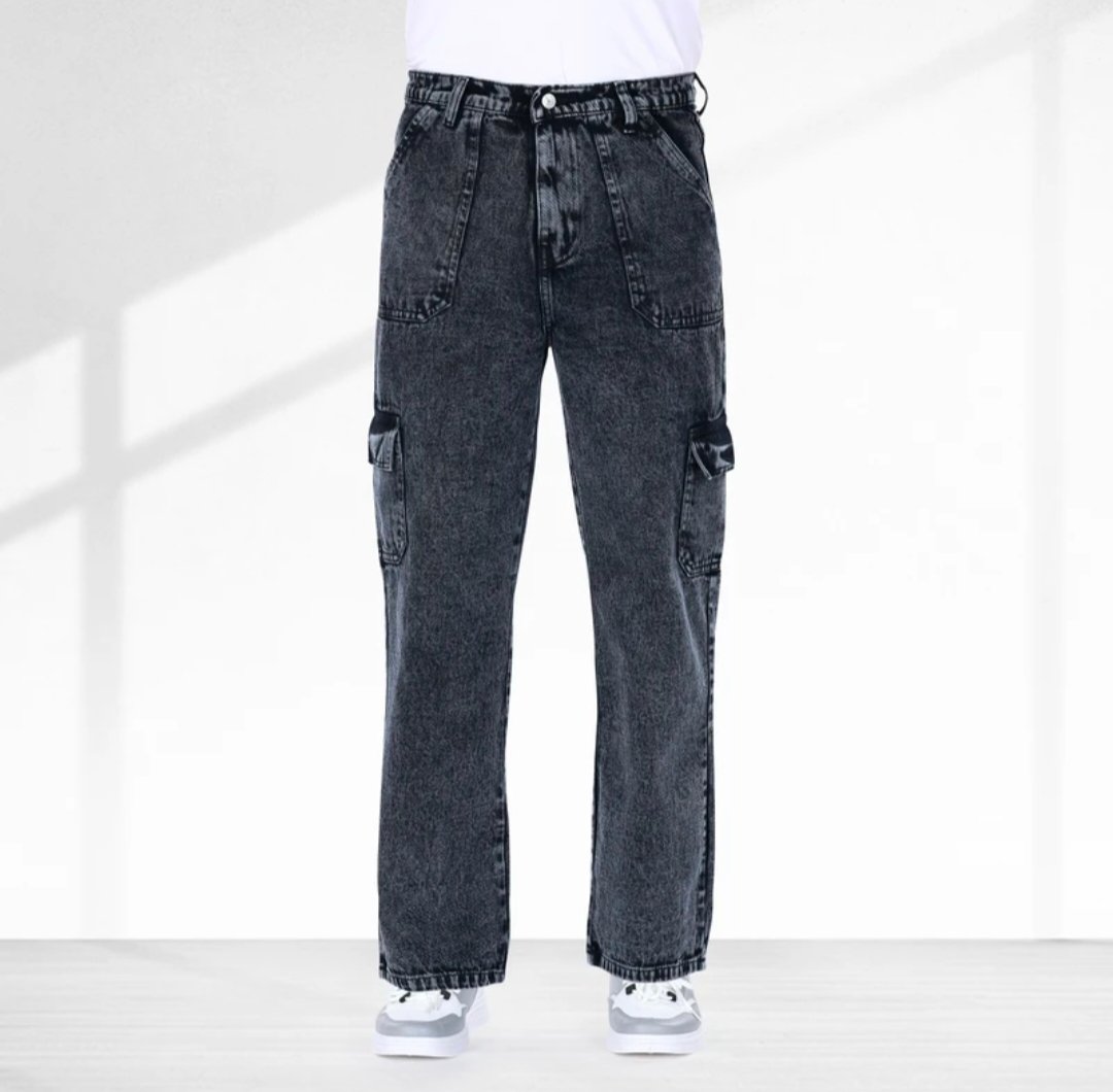 Cargo denim baggy jeans 6 pockets - Image 3