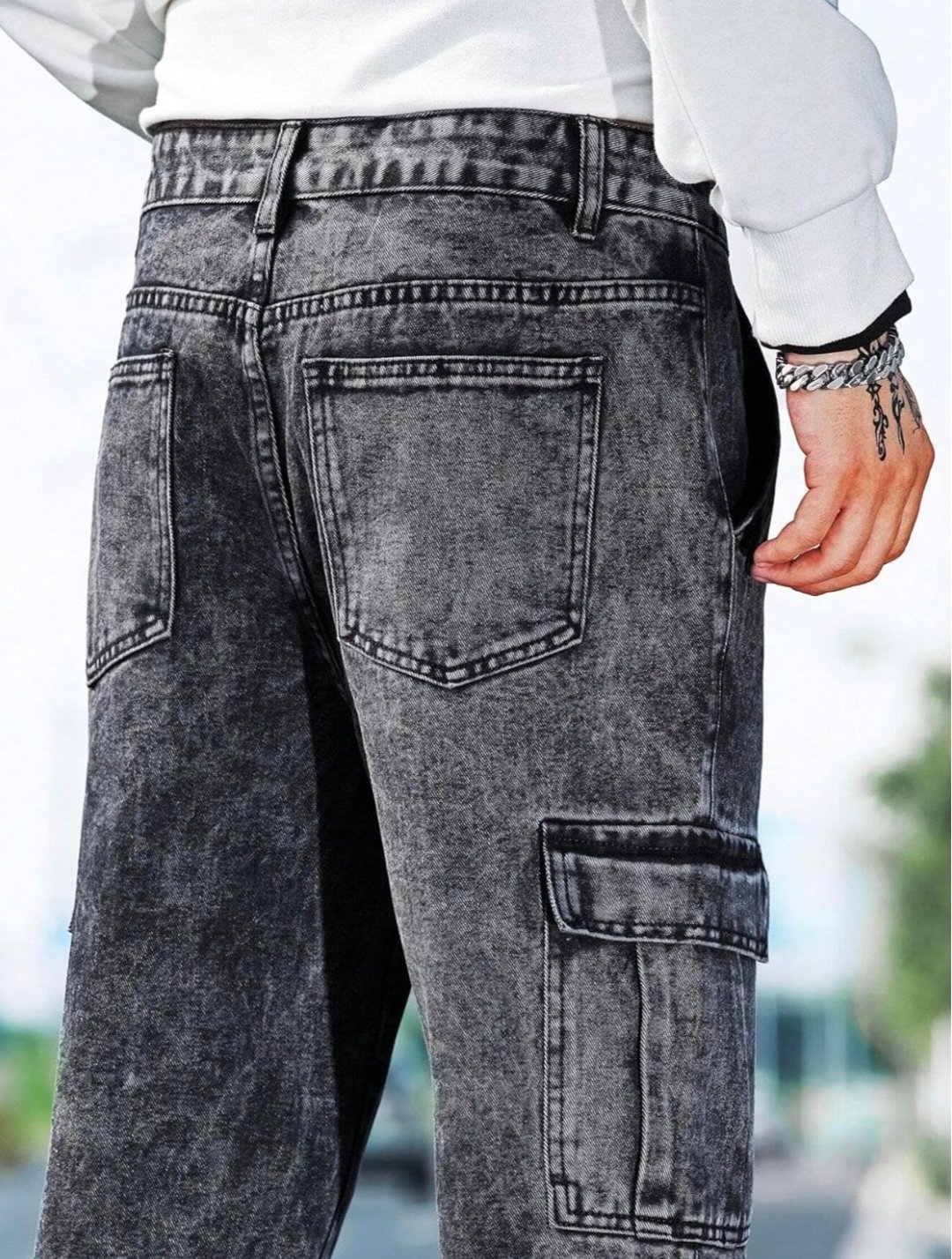 Cargo denim baggy jeans 6 pockets - Image 6