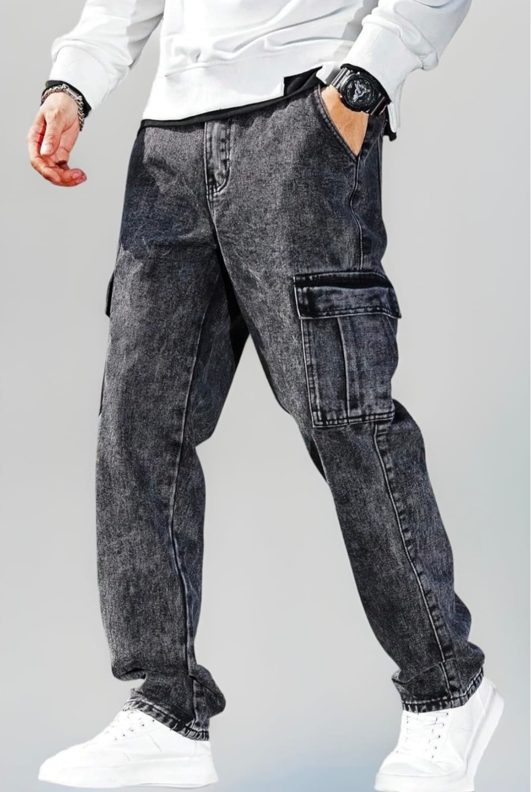 Cargo denim baggy jeans 6 pockets - Image 7