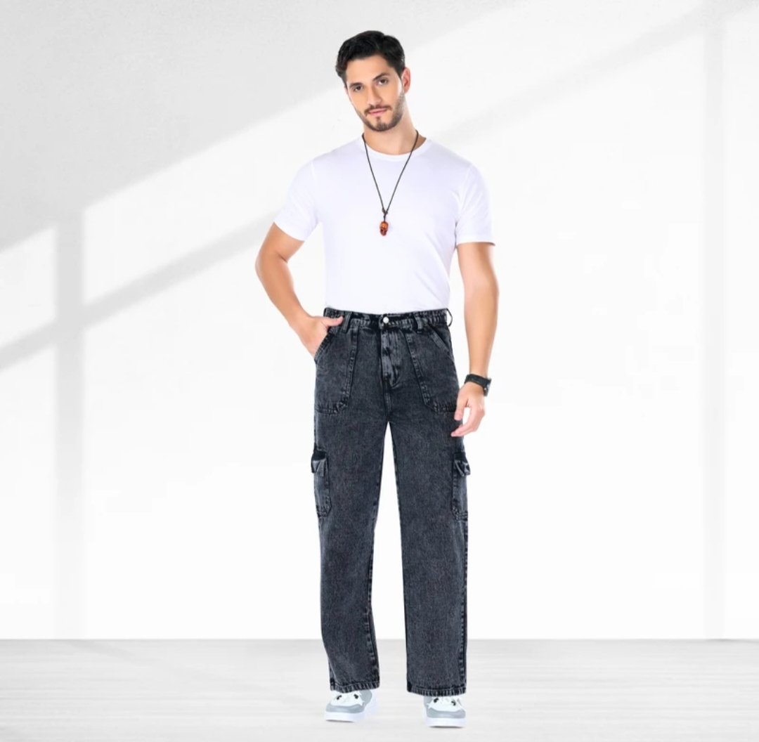 Cargo denim baggy jeans 6 pockets